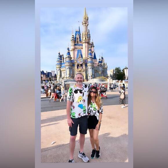 Disney Mickey Mouse Shirt Adult Sz small Camp Collar Hawaiian Rayon GoofyDonald - Picture 1 of 5